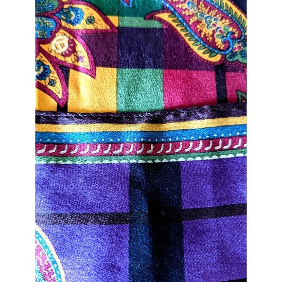 Albert Nipon Unisex Silk Scarf Rectangle Paisley Hand Rolled 52*10" Made InJapan - Picture 5 of 7